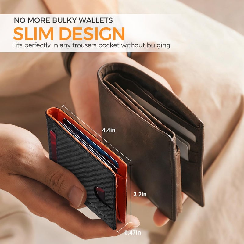RUNBOX Money Clip Wallets for Men,Slim Leather Mens Bifold Wallet,RFID Blocking Front Pocket Wallet,Thin Credit Card Holder with Gift Box - Image 4